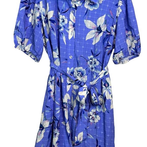 Susan Graver Petite Medium Embroidered Floral Button Front Midi Shirt Dress - Picture 4 of 10